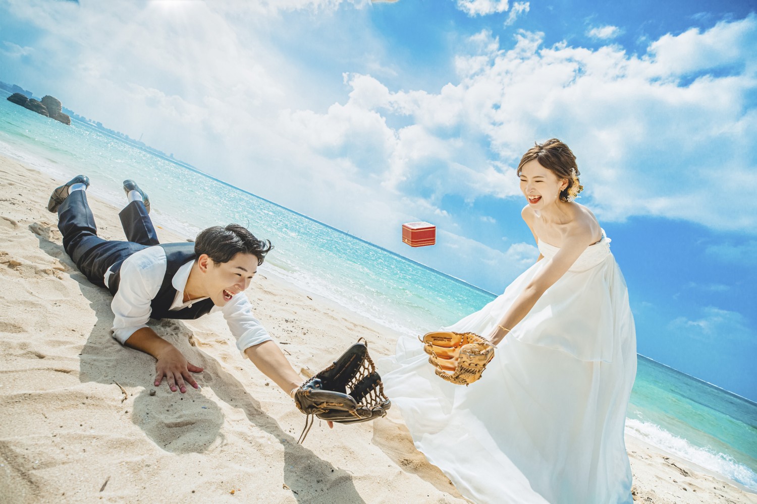 「ダイビングキャッチ！！」 アラハビーチ(北谷町)